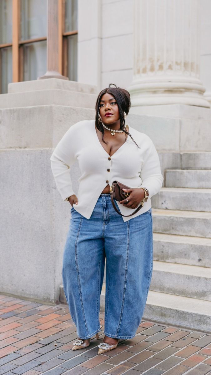 How to Style Plus-Size Barrel Jeans Without Drowning in the Cut