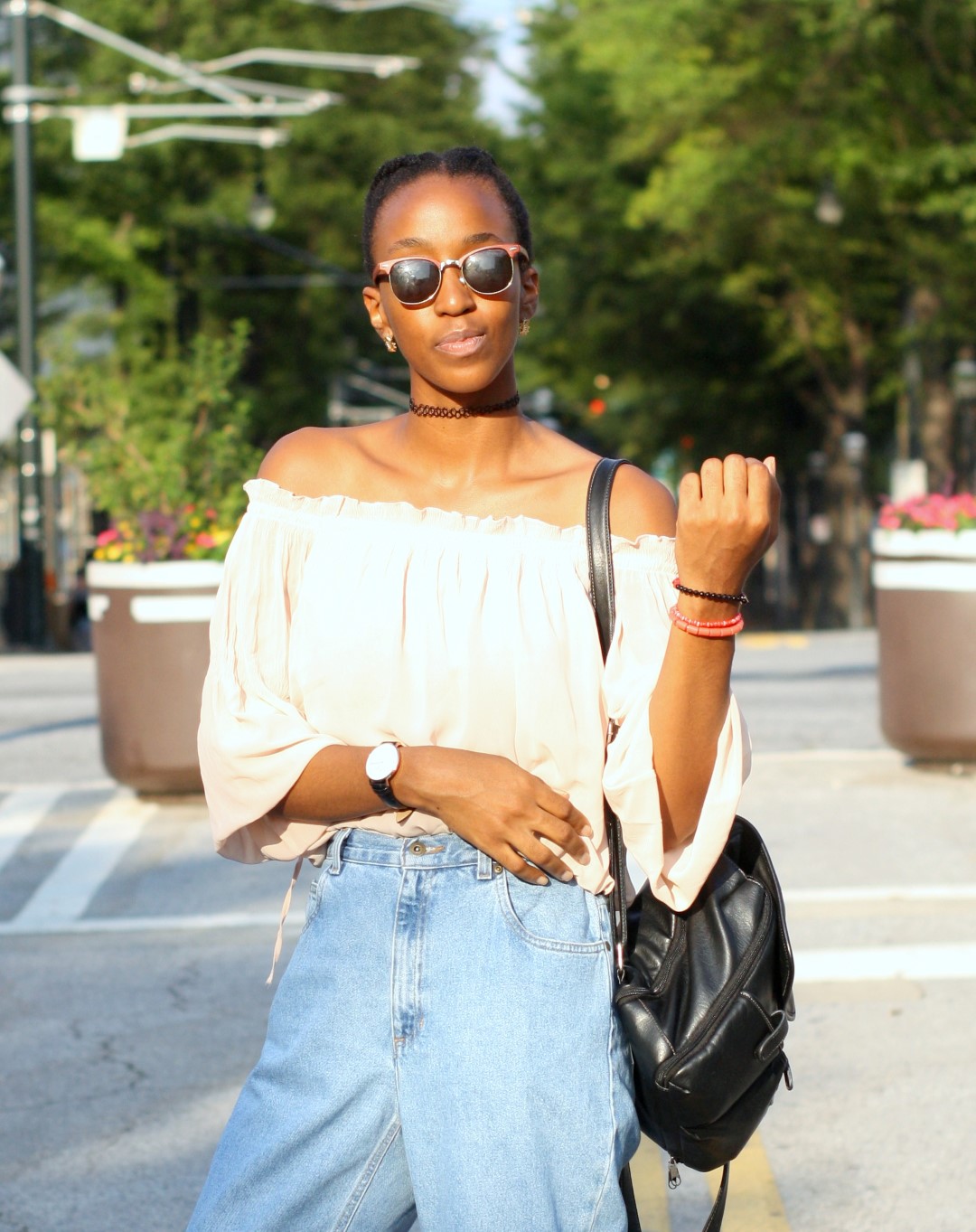 Outfit 12 - The Off-the-Shoulder Top With High-Waist Jeans