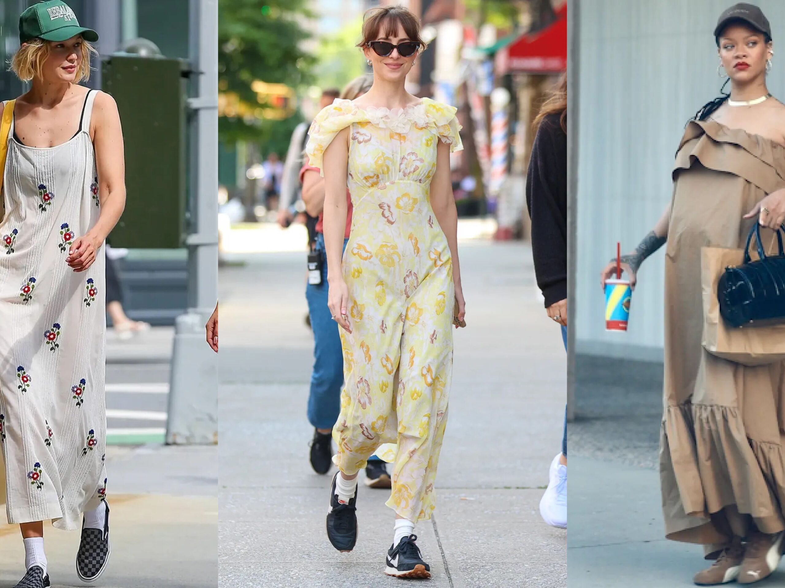 Outfit 2 - The Floral Midi Dress With Sneakers