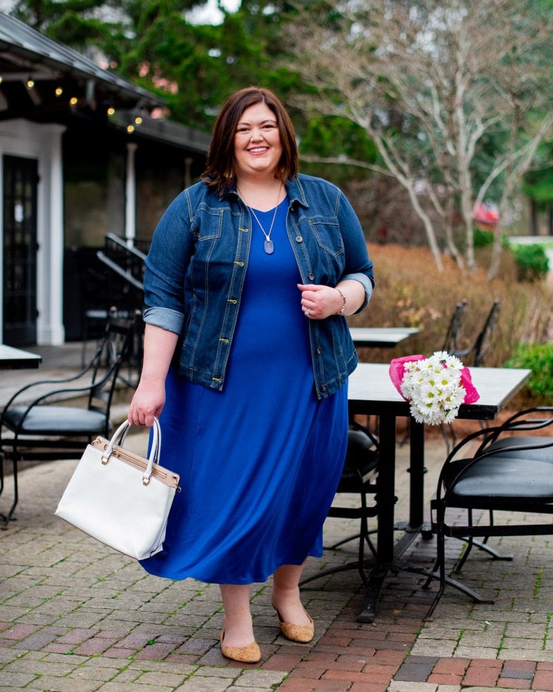 Outfit 3 - Denim Jacket Over a Wrap Dress