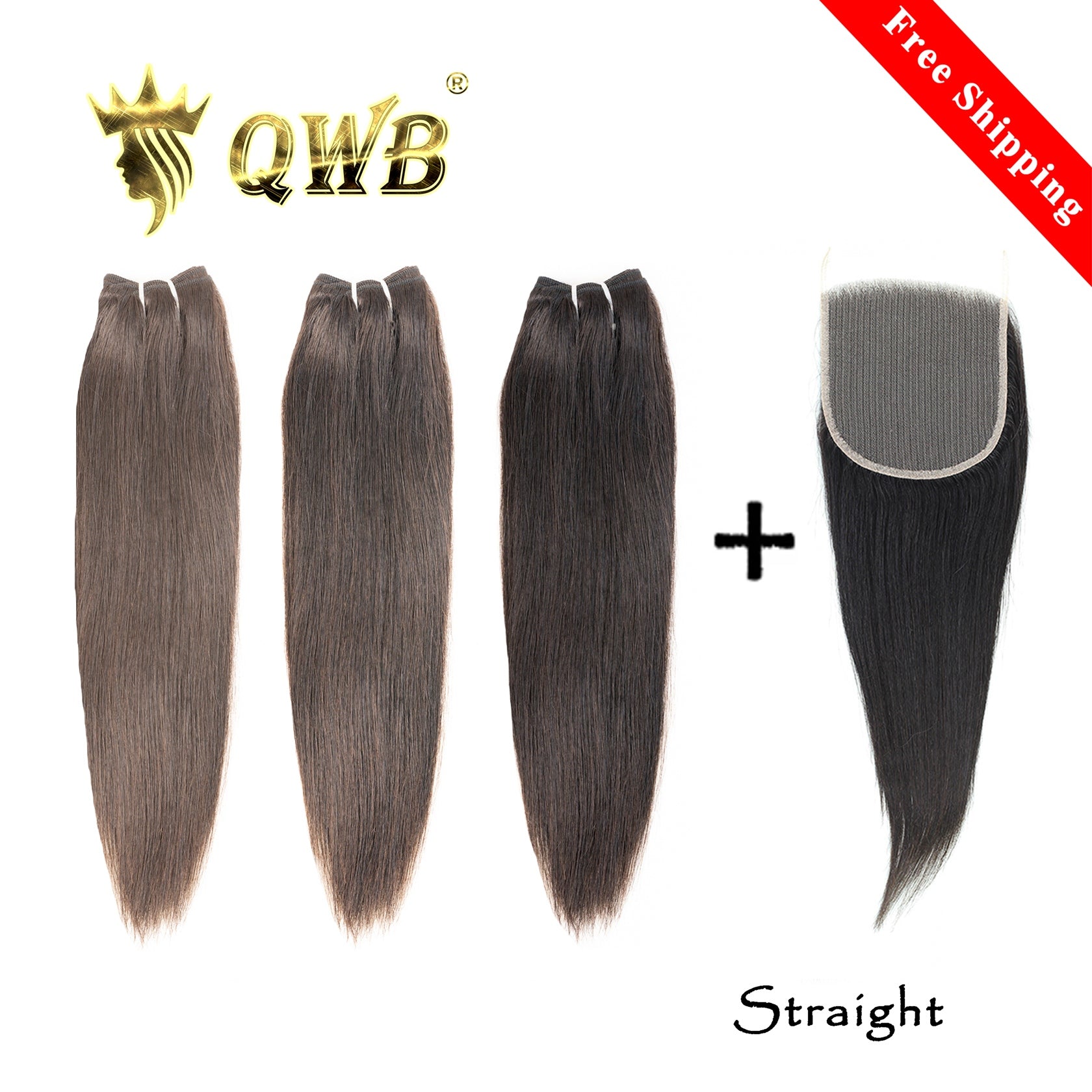 Three bundles of hair extensions laid out next to a stylist's pricing notes and tools