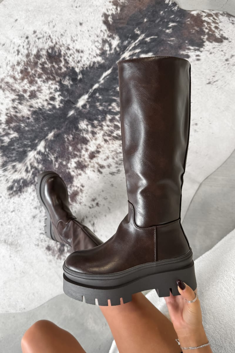 AVA London extended calf leather knee high boot
