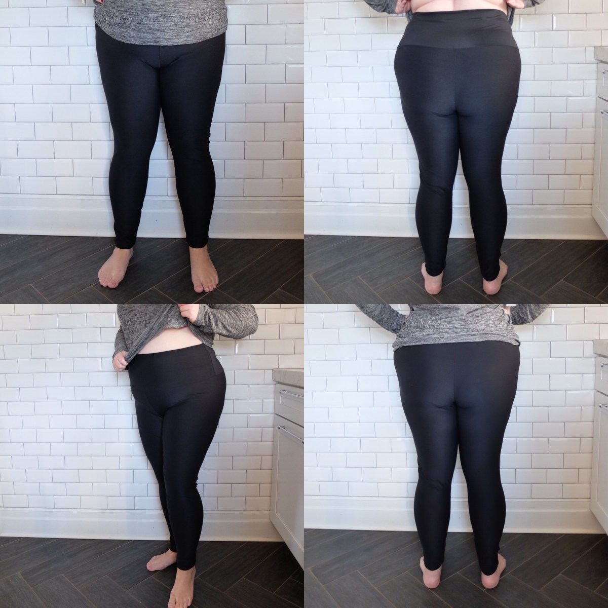 plus size leggings inner thigh seam construction close up