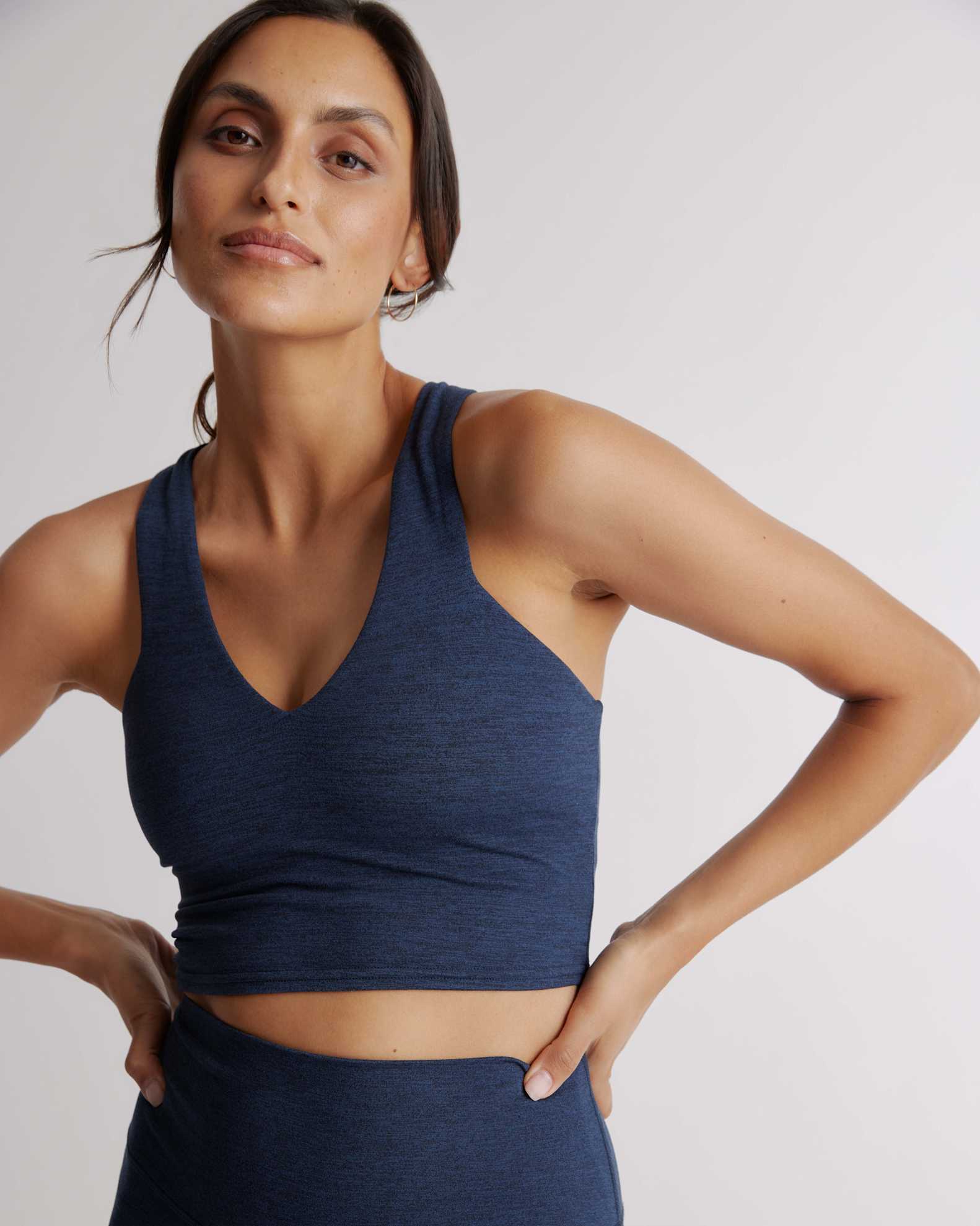 Beyond Yoga Plus Spacedye Lift Your Spirits cropped tank navy