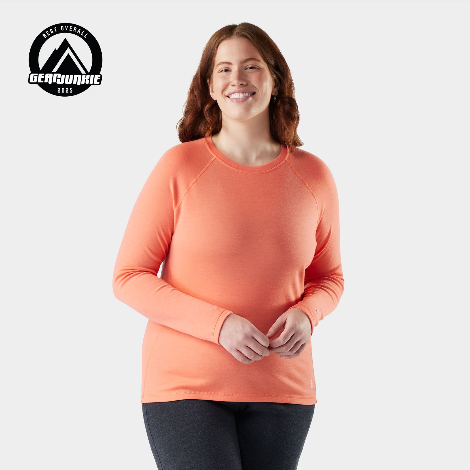 Smartwool merino wool base layer top folded charcoal plus size