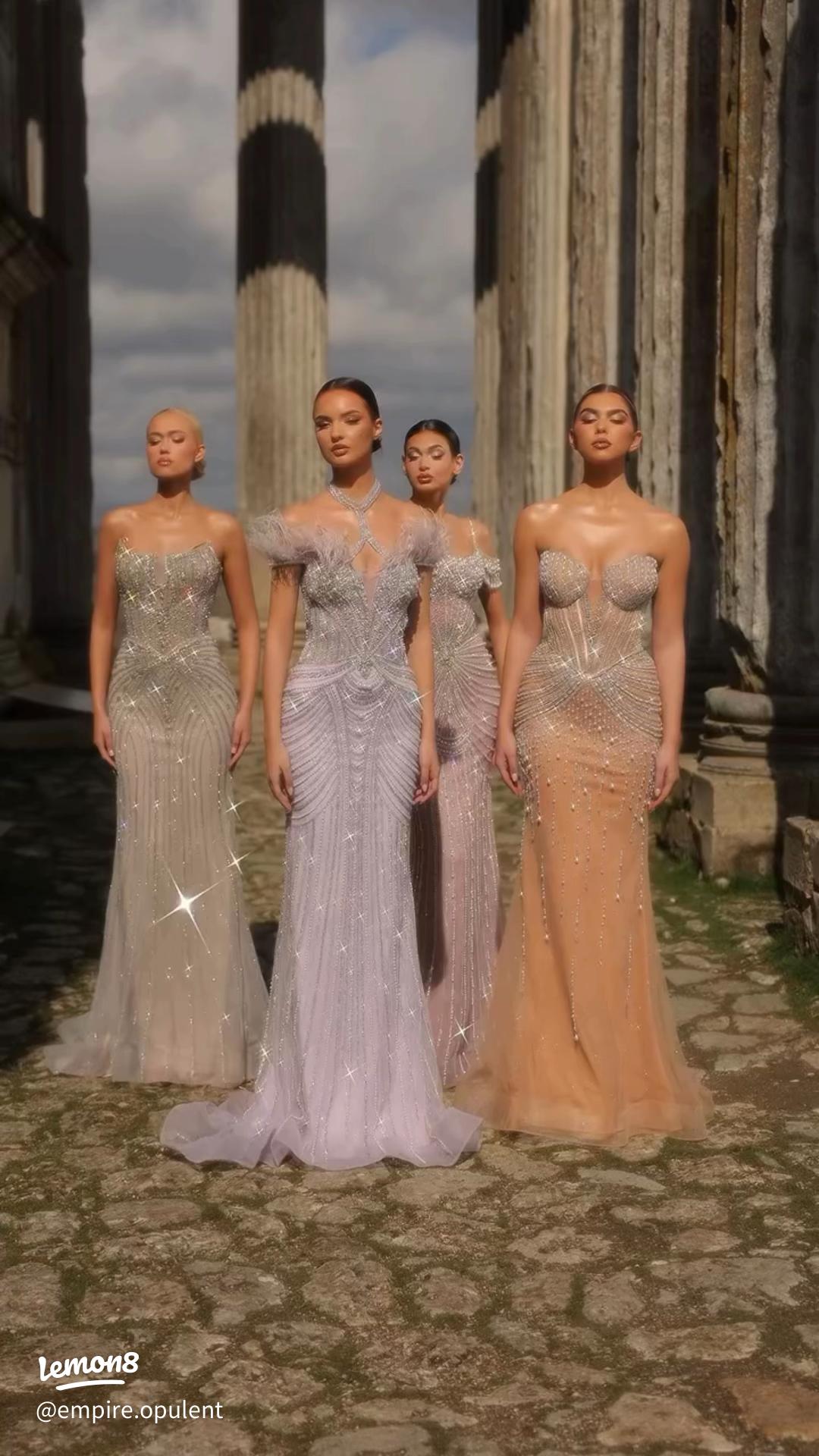 A long mauve bridesmaid dress with v-neckline and gathered waist on a curved dress form