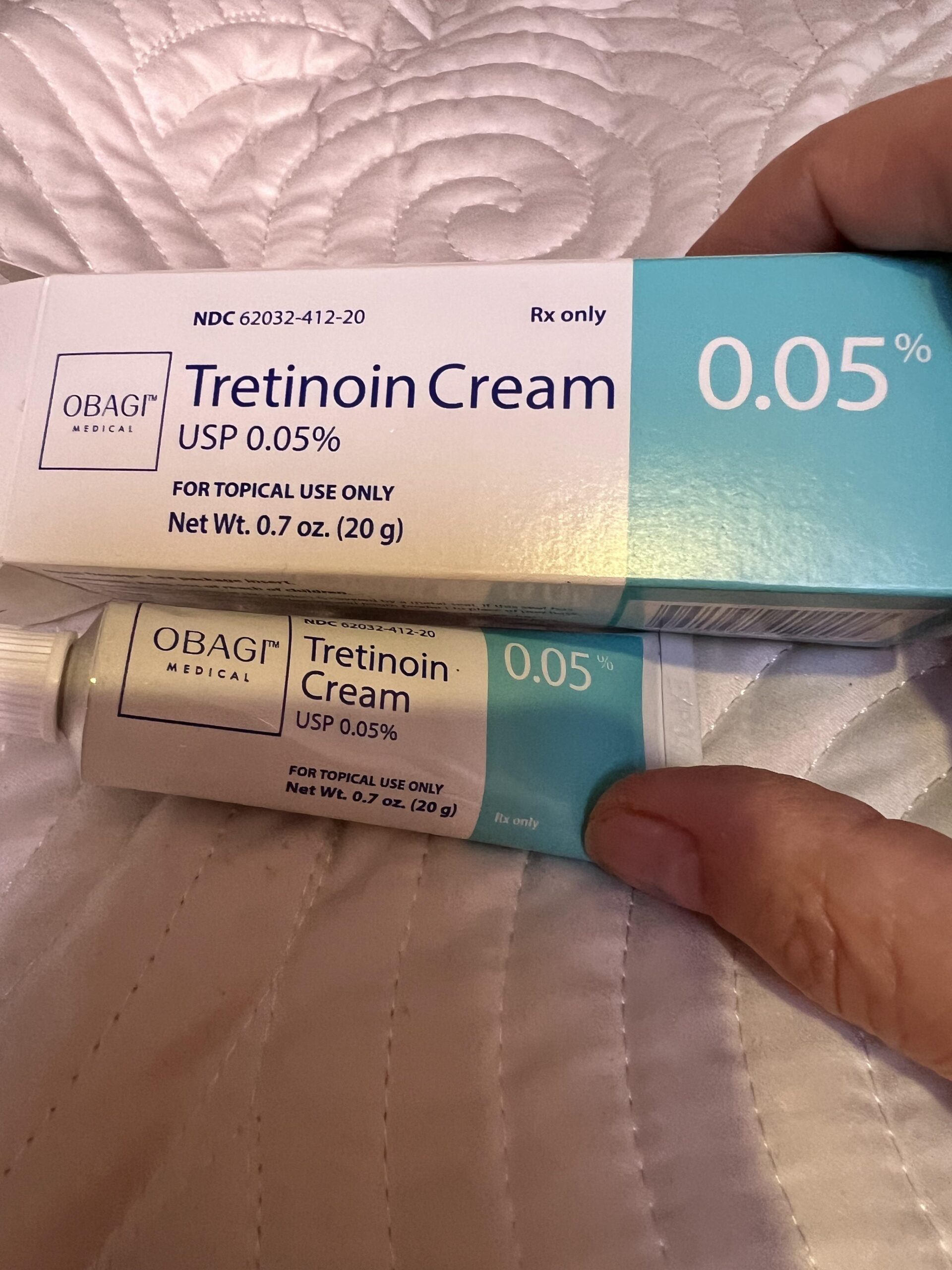 tretinoin tube Obagi Altreno prescription bathroom counter
