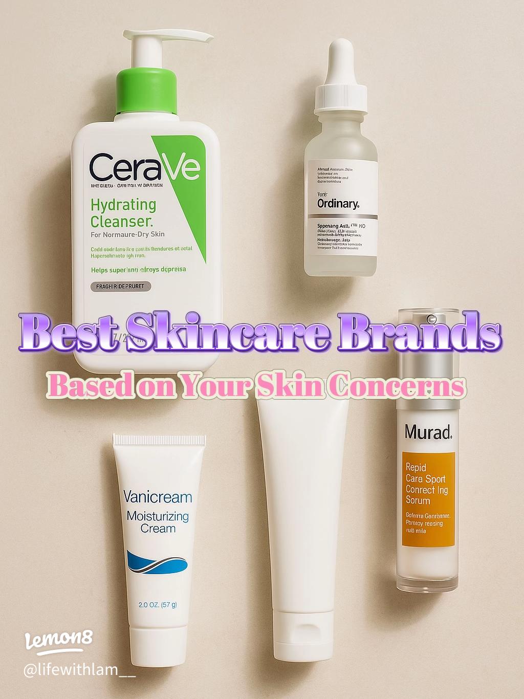 CeraVe The Ordinary EltaMD La Roche-Posay minimalist skincare flatlay