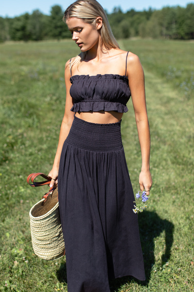 A Smocked Maxi Skirt Does What Rigid Waistbands Can't