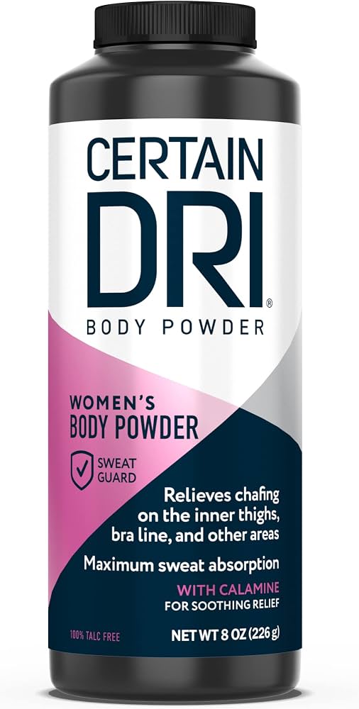 A talc-free anti-sweat body powder for keeping skin folds dry