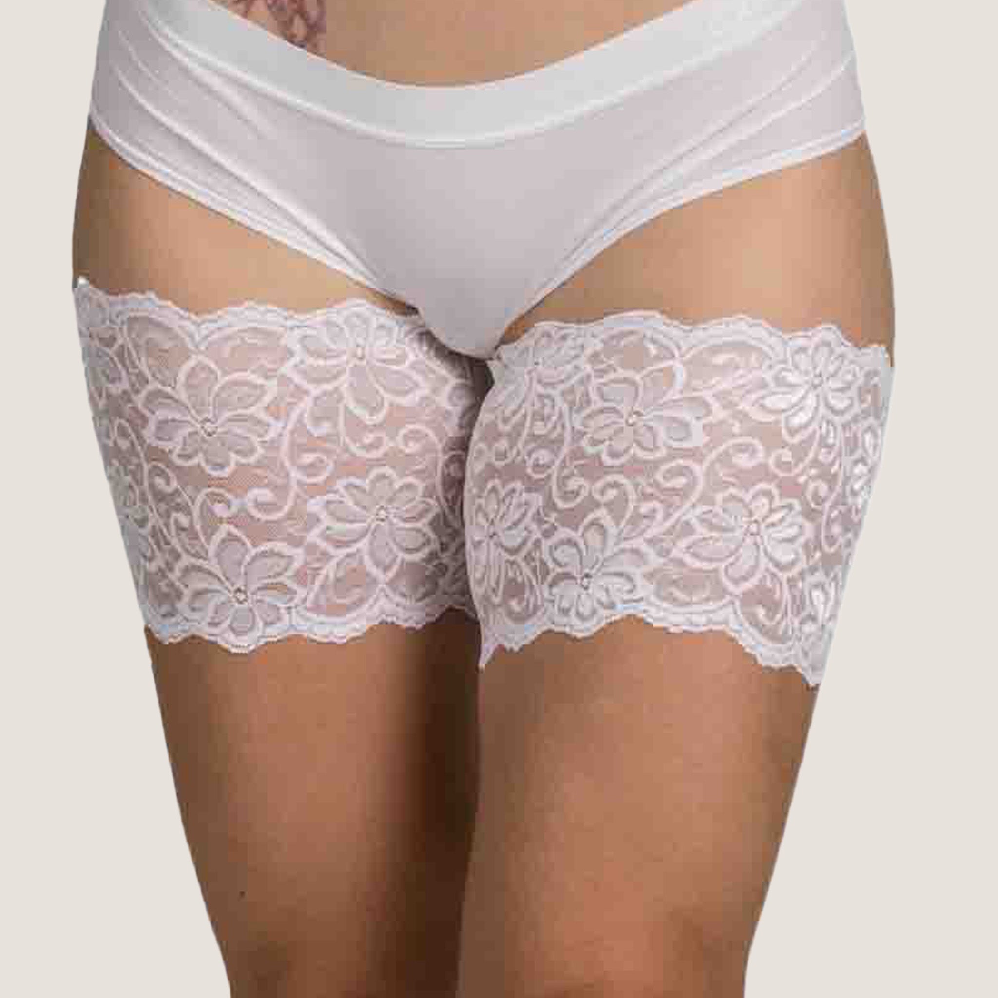 Lace thigh bands that prevent chafing under dresses