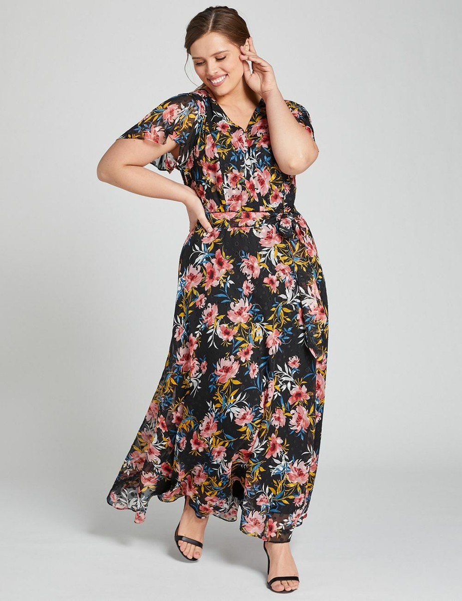 Lane Bryant floral maxi dress for a garden wedding