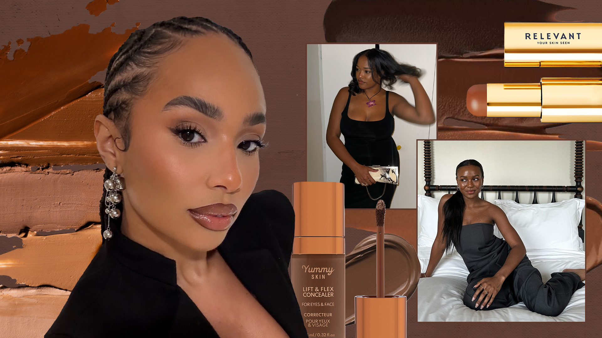 Organized beauty products in rich shades for women of color
