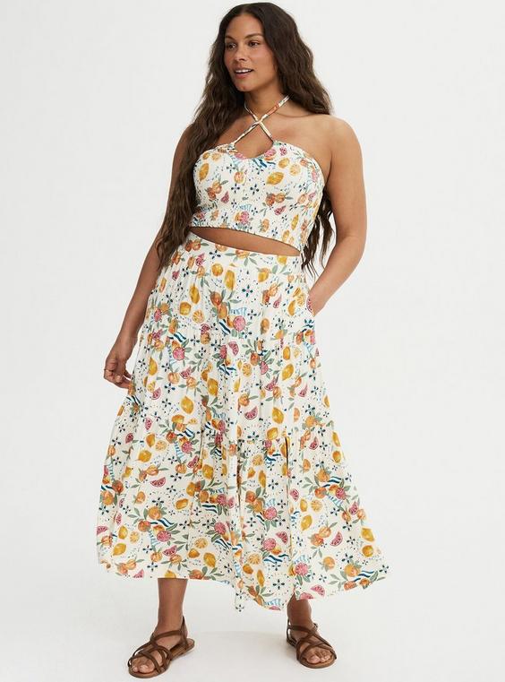 Smocked waist maxi skirt in plus size