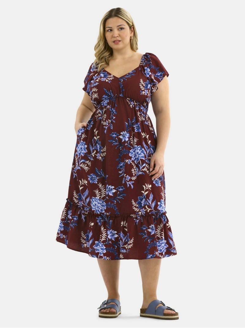 Terra and Sky tiered flutter sleeve dress