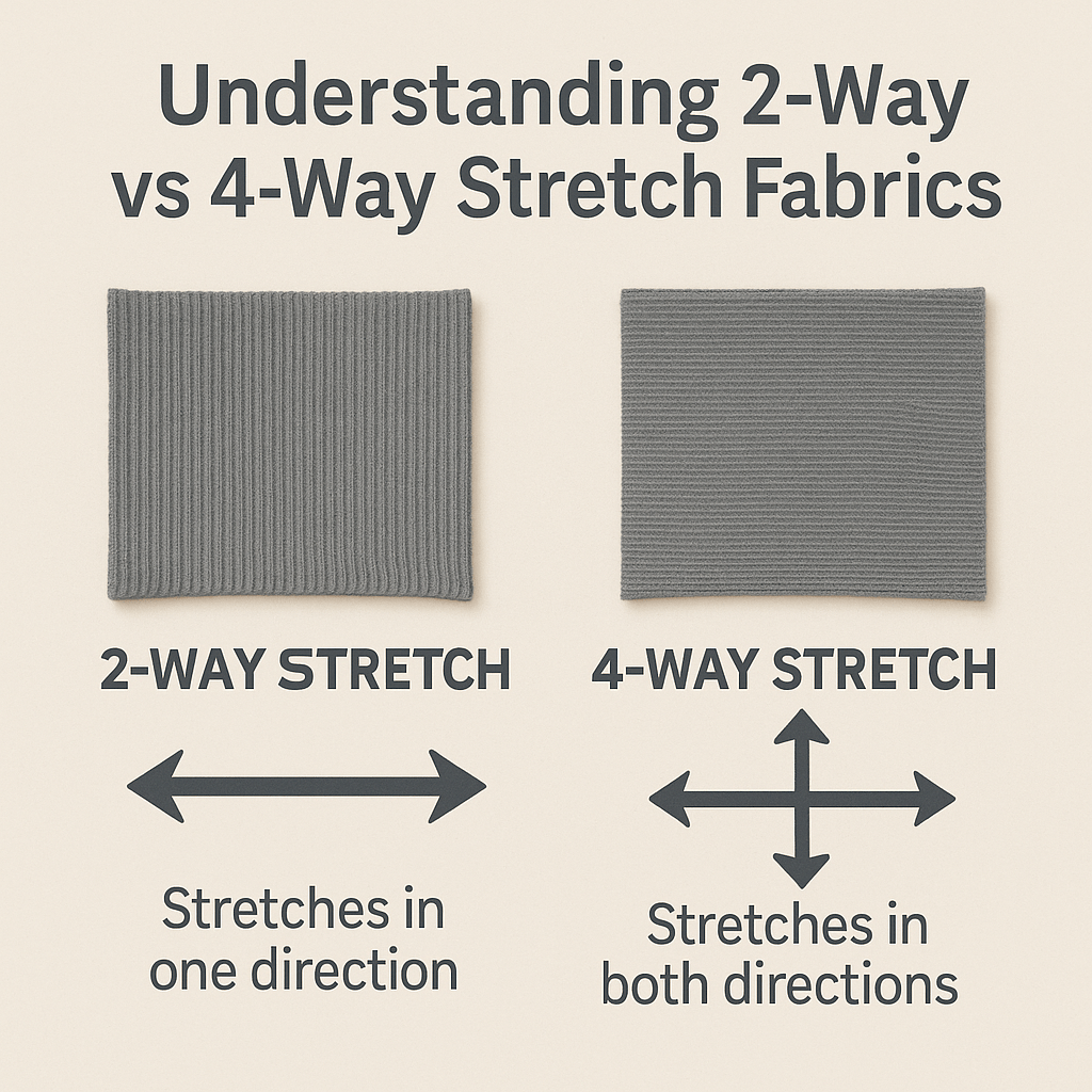 Close view of two shapewear fabrics being stretched side by side
