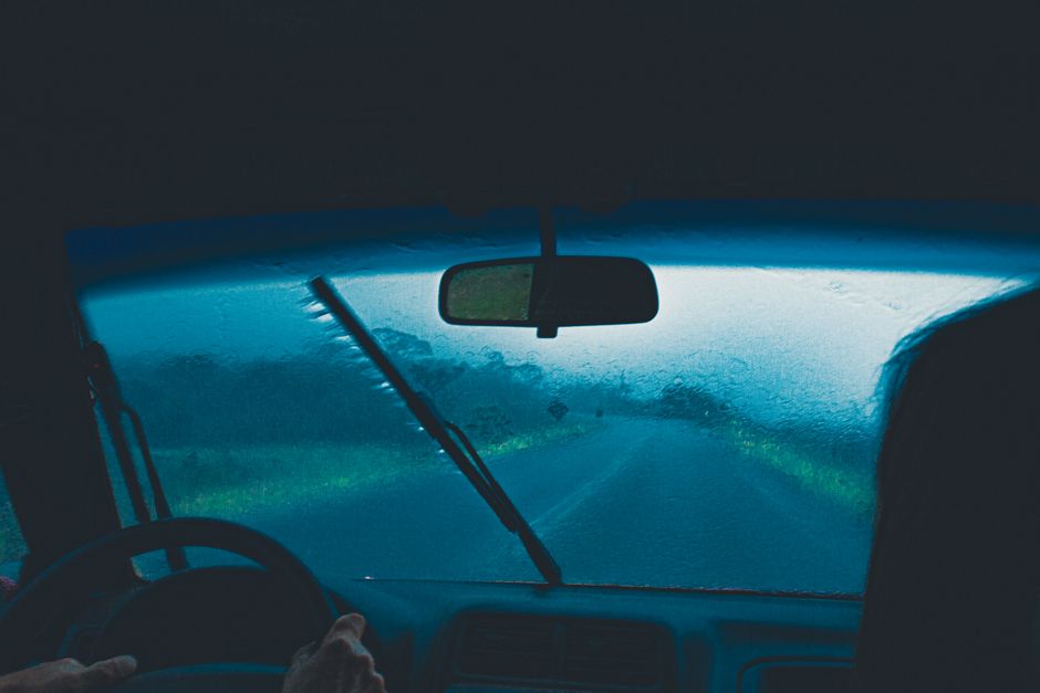 Open highway seen through a car windscreen on a long daytime drive